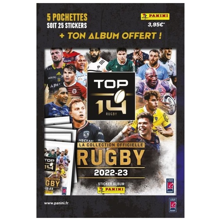 5 pochettes + album offert PANINI RUGBY 2022 - 2023
