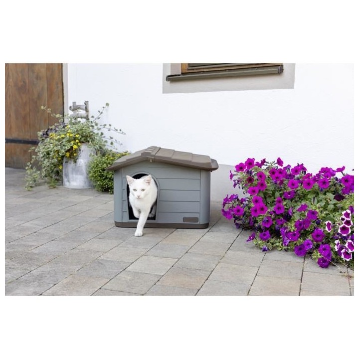 Maison pour chats Paola Eco KERBL - 60 x 51 x 41 cm - Gris et marr