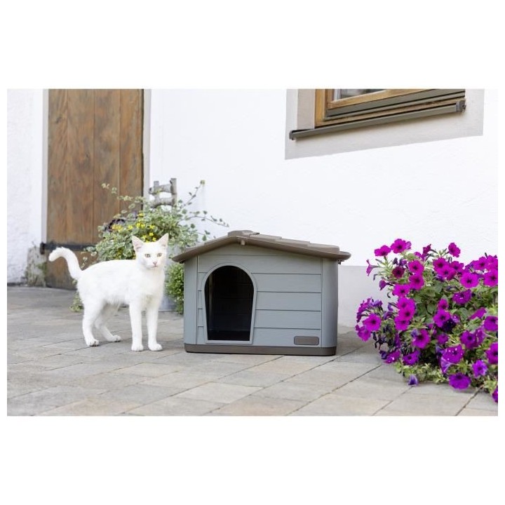 Maison pour chats Paola Eco KERBL - 60 x 51 x 41 cm - Gris et marr