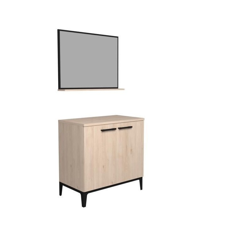 Meuble bas de salle de bain BROOK - Décor chene jackson - 2 portes -