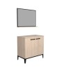 Meuble bas de salle de bain BROOK - Décor chene jackson - 2 portes - Miroir + tablette - L 80 x P 46 x H 80 cm