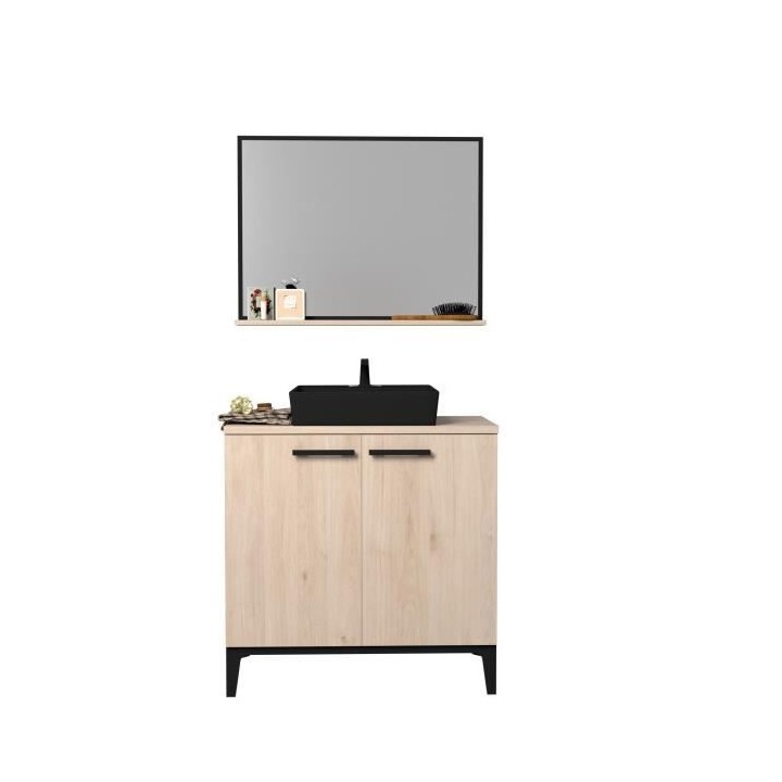 Meuble bas de salle de bain BROOK - Décor chene jackson - 2 portes -