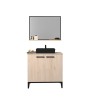 Meuble bas de salle de bain BROOK - Décor chene jackson - 2 portes - Miroir + tablette - L 80 x P 46 x H 80 cm