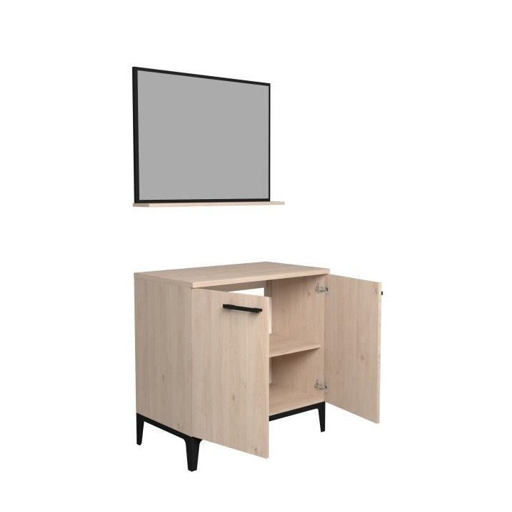 Meuble bas de salle de bain BROOK - Décor chene jackson - 2 portes -