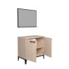 Meuble bas de salle de bain BROOK - Décor chene jackson - 2 portes - Miroir + tablette - L 80 x P 46 x H 80 cm