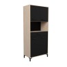 Buffet de cuisine FACTORY - Décor chene et noir - 2 portes + 1 tiroir - Modulable - L 80 x P 43,3 x H 185 cm