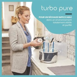 Babymoov Turbo Pure Stérilisateur Biberons Vapeur Electrique 2 en 1, Seche Biberons, En 6 min Chrono