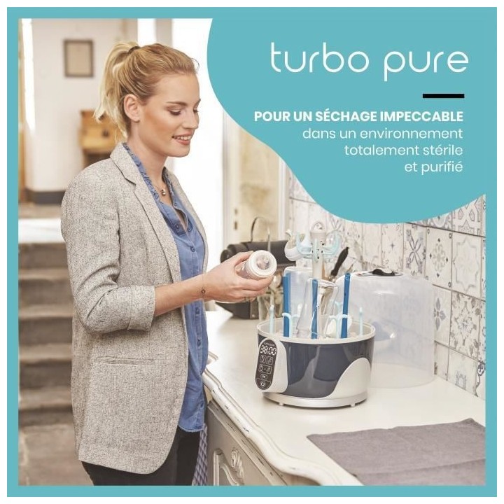 Babymoov Turbo Pure Stérilisateur Biberons Vapeur Electrique 2 en 1,
