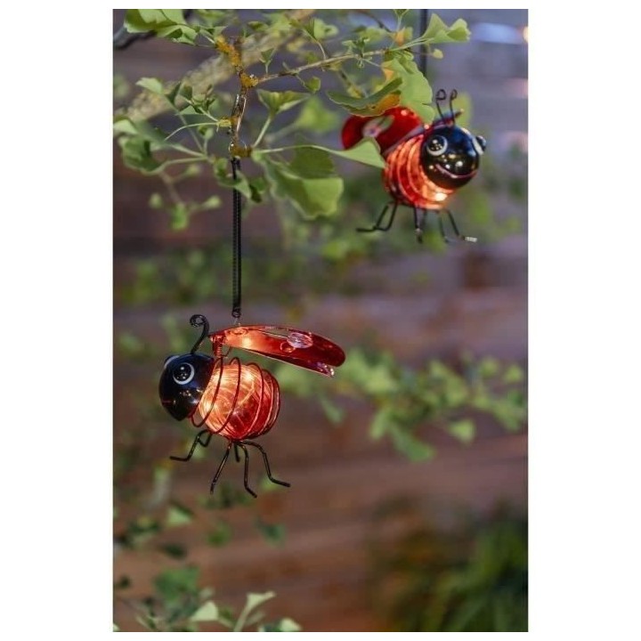 Coccinelle solaire clipsable - En plastique - Durée d'illumination 8