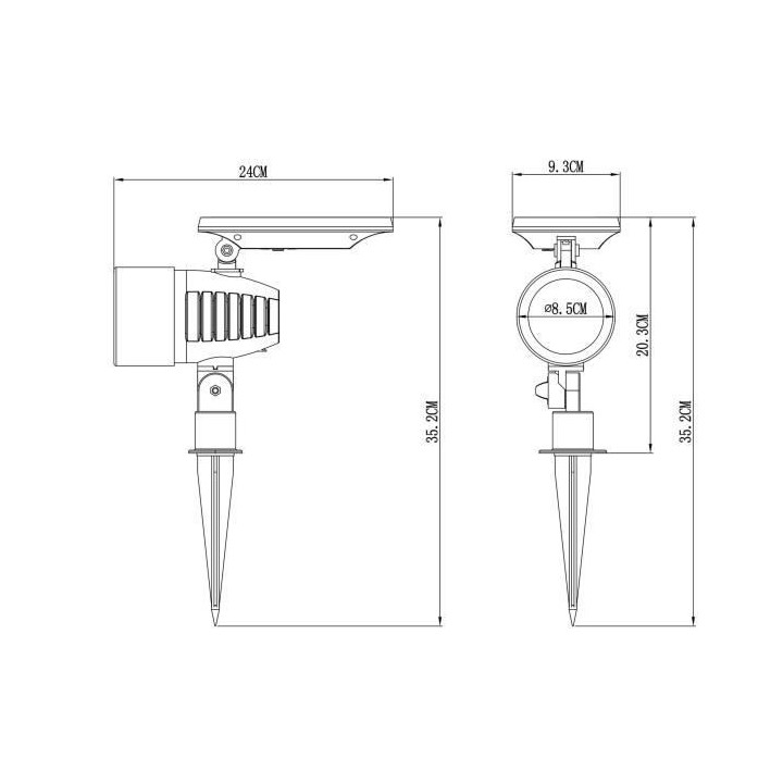 Spot solaire tres éclairant plastique