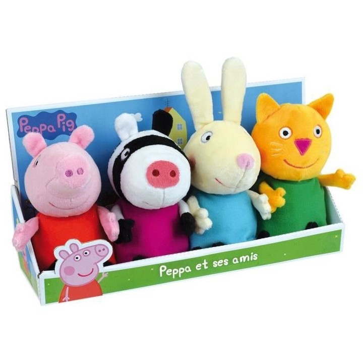 Jemini peppa pig coffret peluche +/- 17 cm : peppa et ses amis zoe zeb
