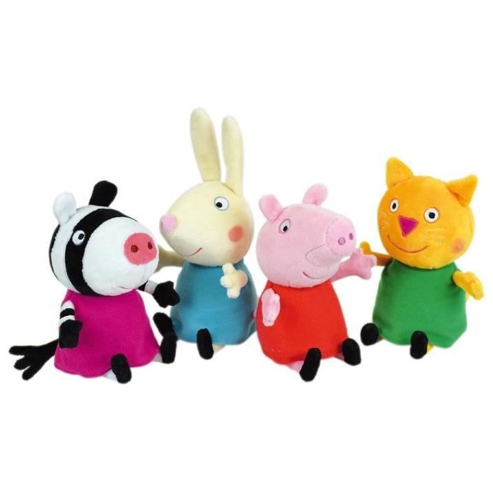 Jemini peppa pig coffret peluche +/- 17 cm : peppa et ses amis zoe zeb
