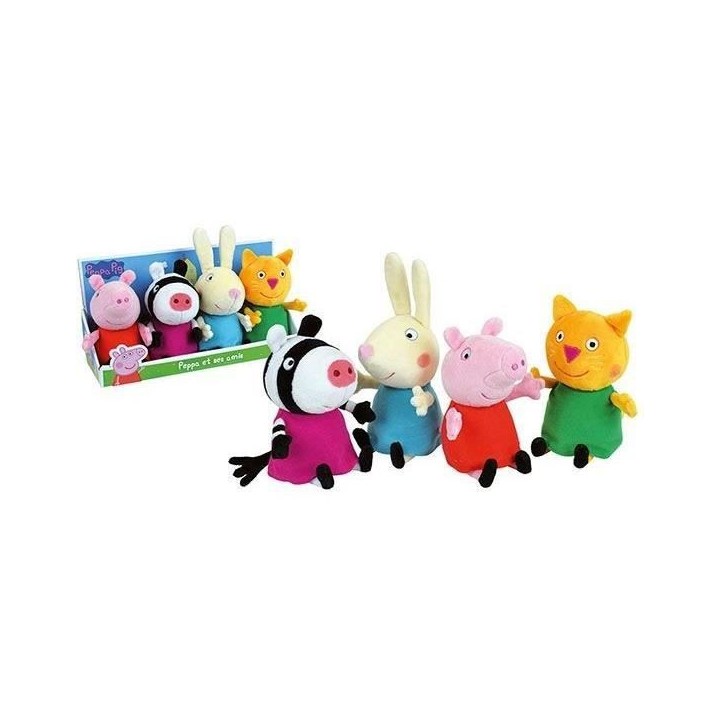 Jemini peppa pig coffret peluche +/- 17 cm : peppa et ses amis zoe zeb