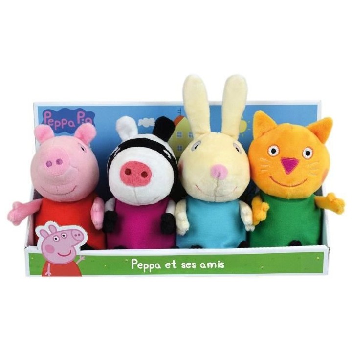 Jemini peppa pig coffret peluche +/- 17 cm : peppa et ses amis zoe zeb