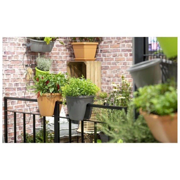 Pot extérieur balustrade - Pot balcon - L.29,6 x l.29,6 x H.26,2 cm -