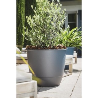Pot de fleurs d'extérieur JOY, Pot Rond, Coloris Granite - Ø48,8 x H