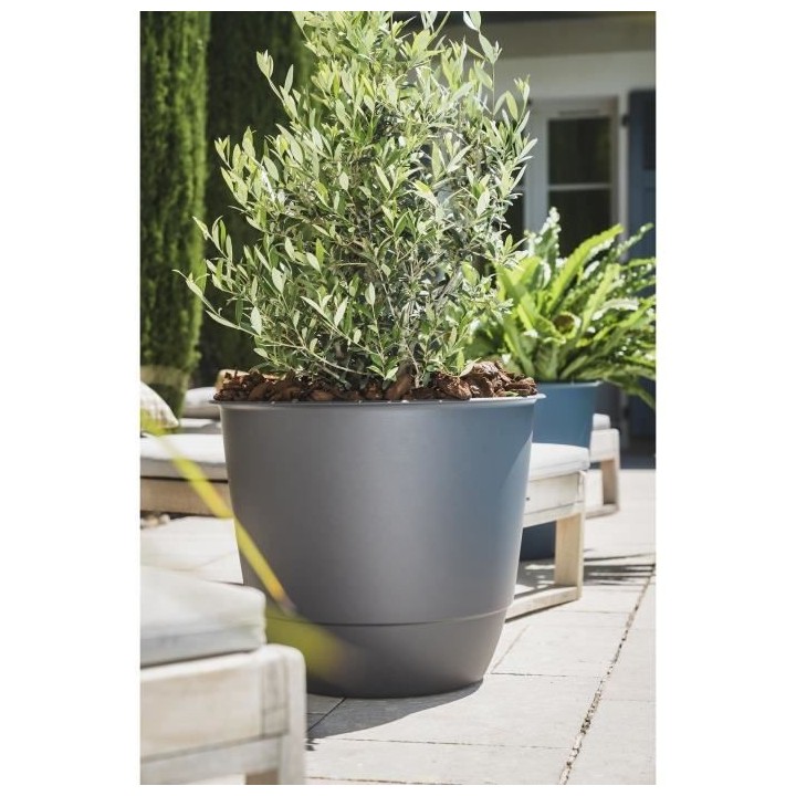Pot de fleurs d'extérieur JOY - Pot Rond - Coloris Granite - Ø58,8 x