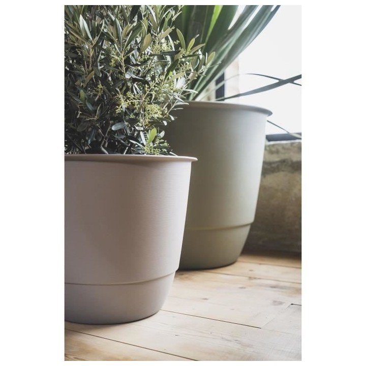 Pot de fleurs d'extérieur JOY, Pot Rond, Coloris Taupe - Ø48,8 x H.4