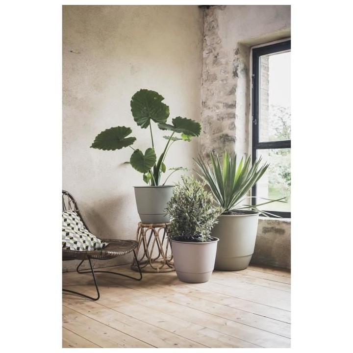 Pot de fleurs d'extérieur JOY, Pot Rond, Coloris Taupe - Ø48,8 x H.4