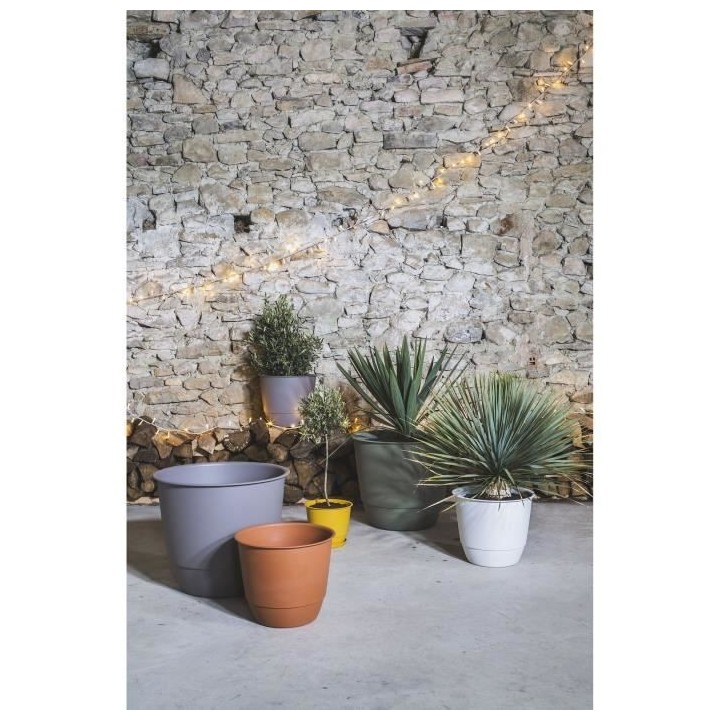 Pot de fleurs d'extérieur JOY - Pot Rond - Coloris Taupe - Ø58,8 x H