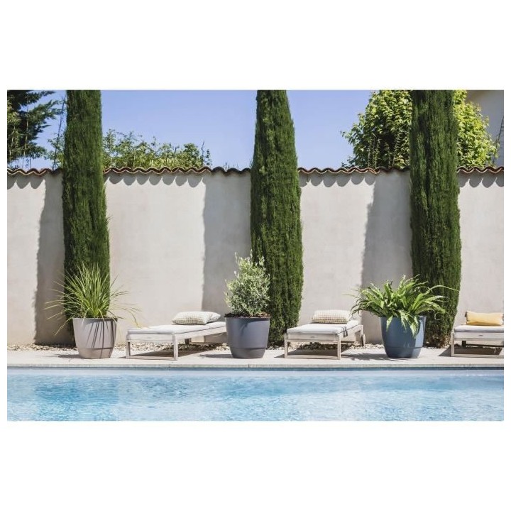 Pot de fleurs d'extérieur JOY - Pot Rond - Coloris Taupe - Ø58,8 x H