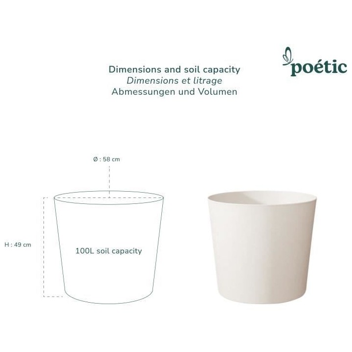 Pot de fleurs conique ELEMENT - Pour intérieur et extérieur - Finiti