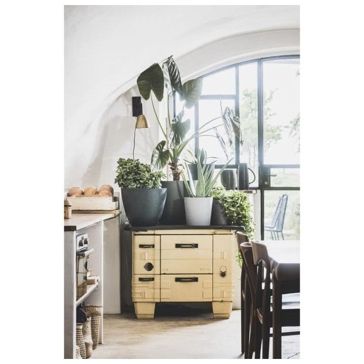 Pot de fleurs Rond d'extérieur ELEMENT, Coloris Ardoise, Ø30 cmx H.2