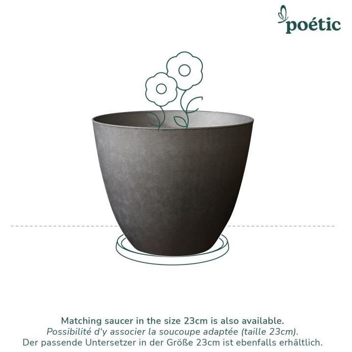 Pot de fleurs Rond d'extérieur ELEMENT, Coloris Ardoise, Ø30 cmx H.2