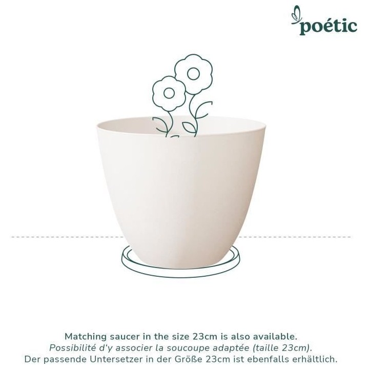 Pot de fleurs Rond d'extérieur ELEMENT, Coloris Blanc, Ø30 cmx H.23,