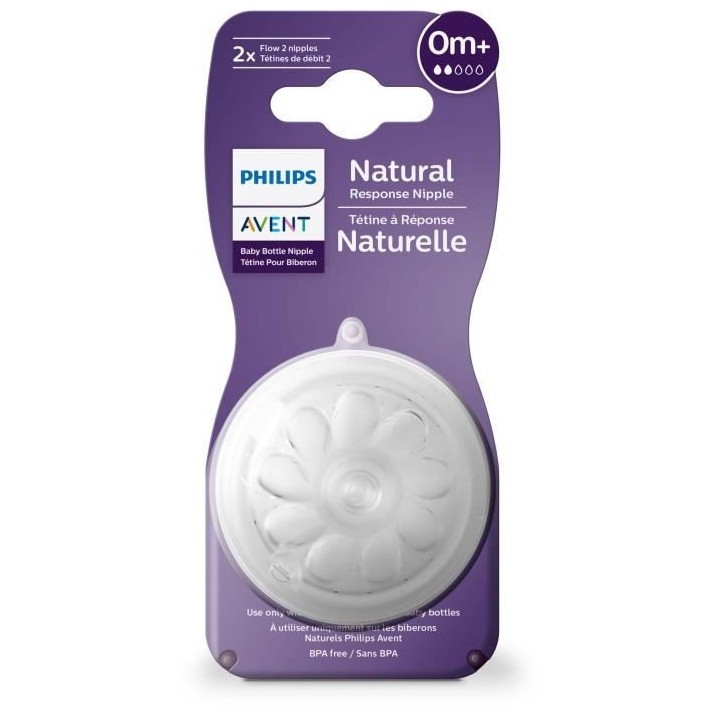 Lot de 2 Tétines Natural 3.0 PHILIPS AVENT SCY962/02 - Des la naissan