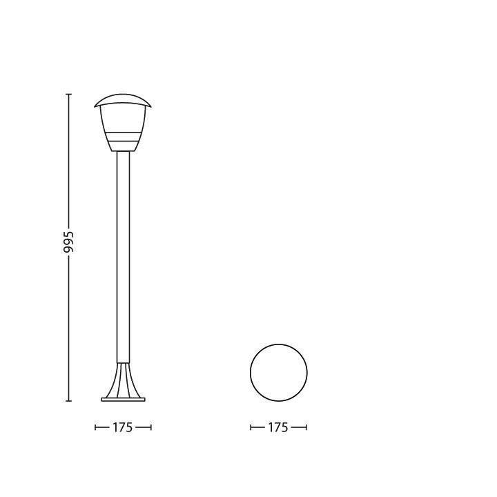 CREEK-Borne d'extérieur Métal H99,5cm Noir Philips