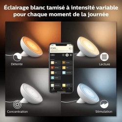 Philips Hue White & Color Ambiance, lampe Bloom, 4eme génération - Blanc, Bluetooth, fonctionne avec Alexa, Google, Homekit