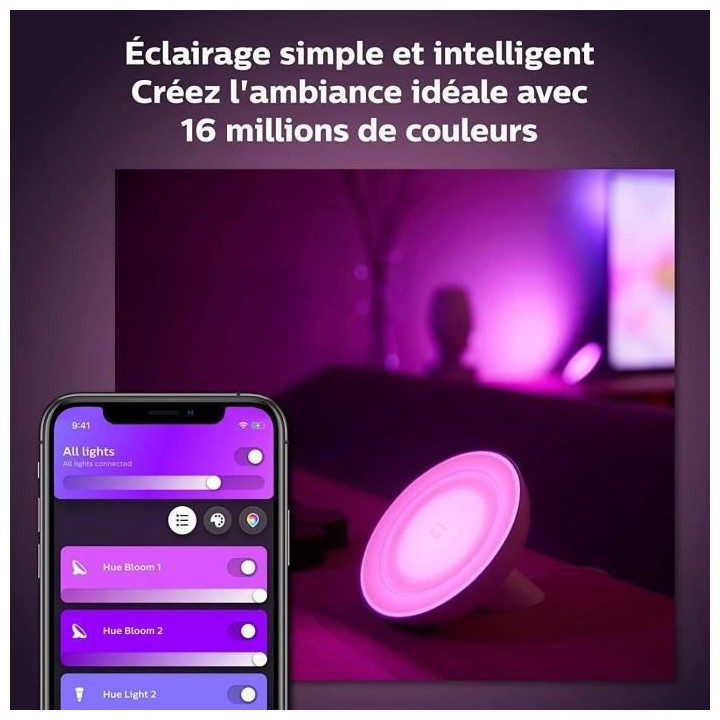 Philips Hue White & Color Ambiance, lampe Bloom, Noir, compatible Blue