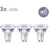 Philips, pack de 3 ampoules GU10 LED 50W, blanc chaud