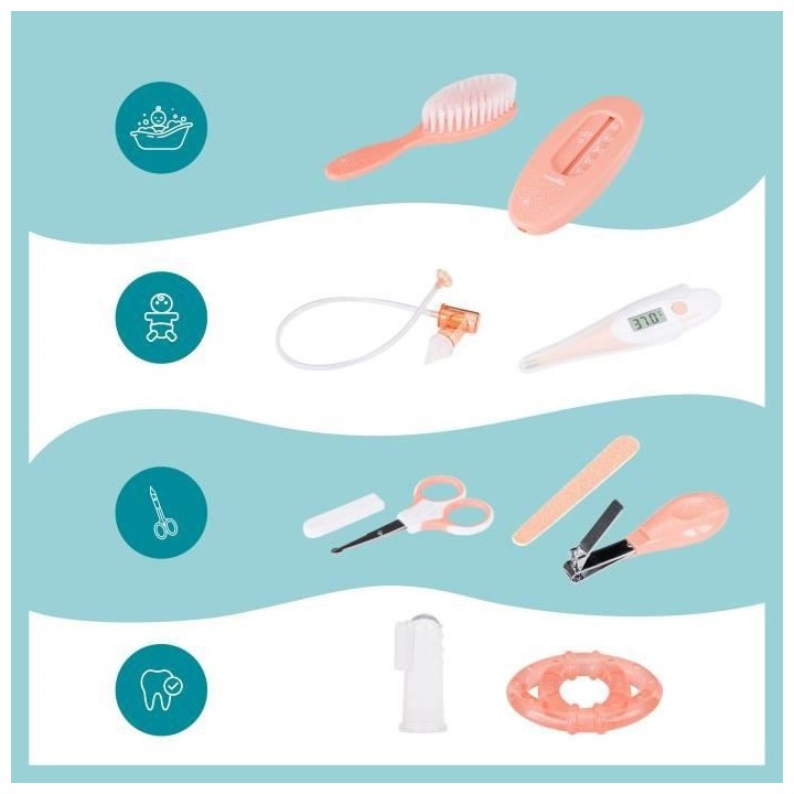 Babymoov Kit de soin pour bébés 9 pcs Couleur peche et gris