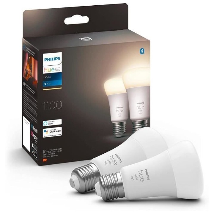 Philips Hue White, ampoule LED connectée E27, Equivalent 75W, 1100 lu