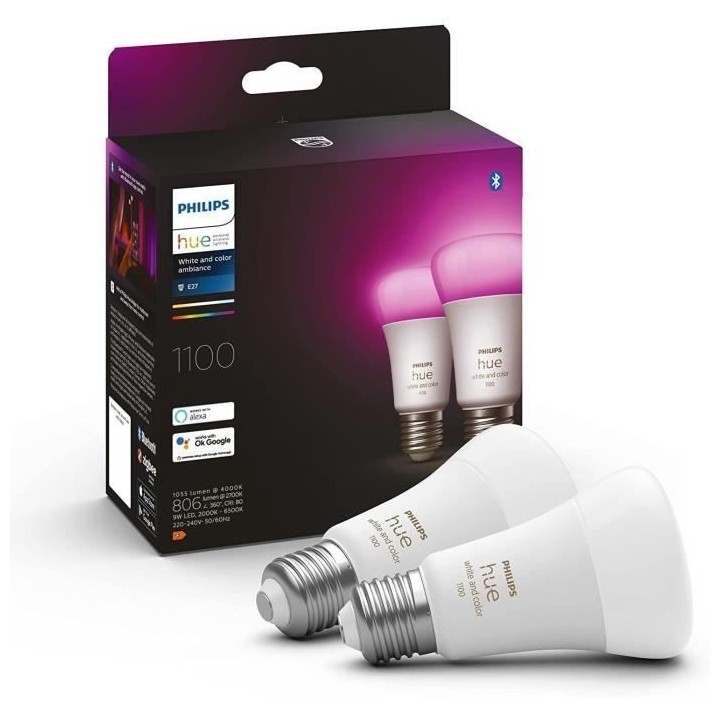 Philips Hue White & Color Ambiance, ampoule LED connectée E27,Equival