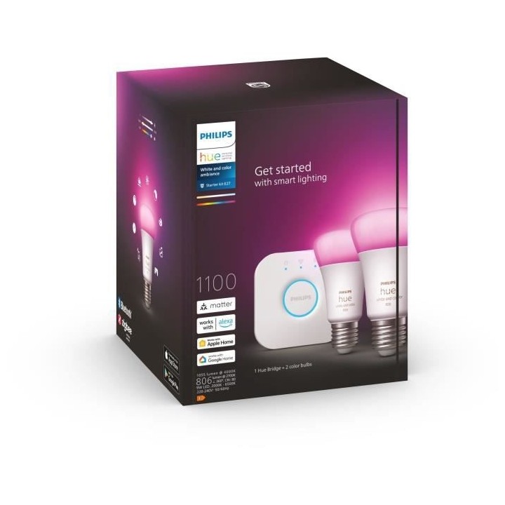 Philips Hue White and Color Ambiance, Kit de démarrage 2 ampoules E27