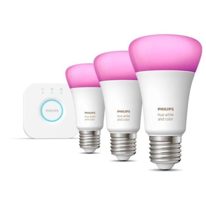 Philips Hue White and Color Ambiance, Kit de démarrage 3 ampoules E27