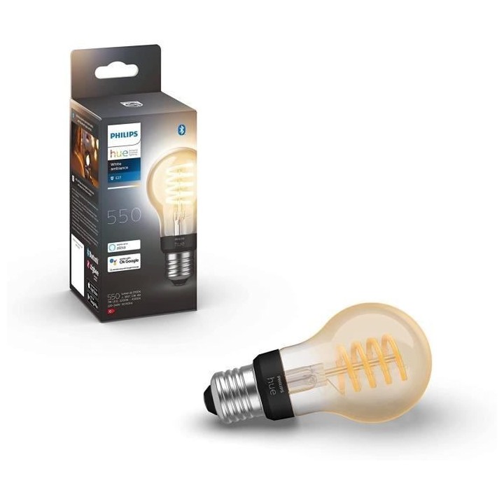Philips Hue White Ambiance, ampoule LED connectée Filament E27, compa