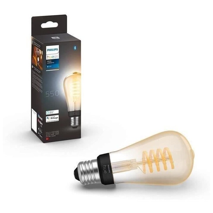 Philips Hue White Ambiance, ampoule LED connectée E27 Filament ST64,