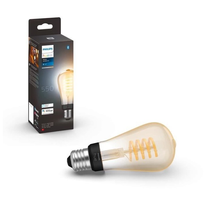 Philips Hue White Ambiance, ampoule LED connectée E27 Filament ST64,
