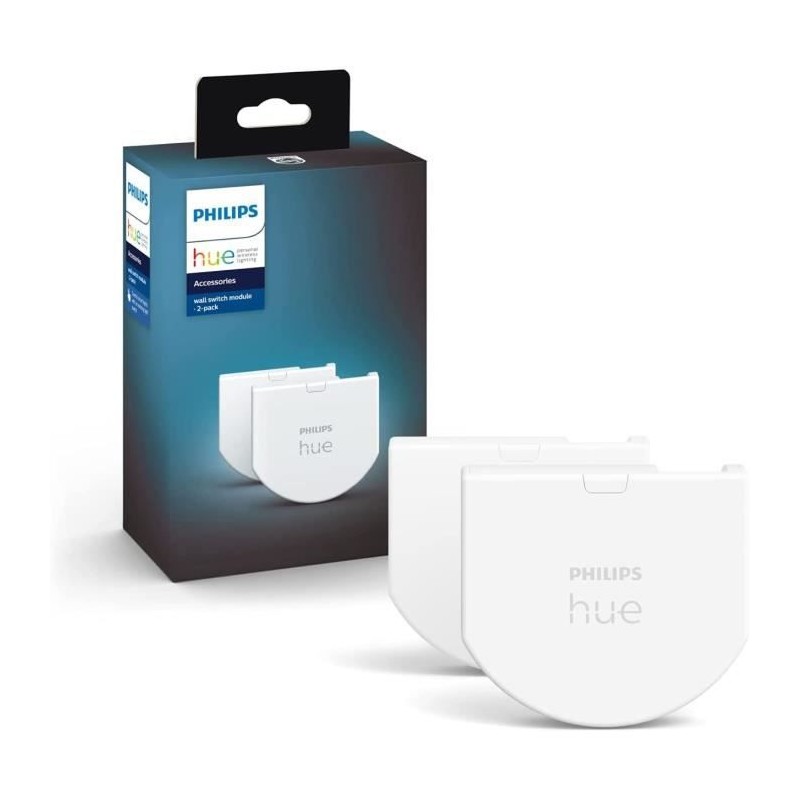 Philips Hue Module d'interrupteur mural, Pack de 2, Blanc, fonctionne avec Alexa, Google Assistant et Apple Homekit