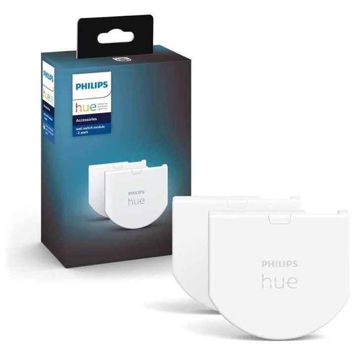 Philips Hue Module d'interrupteur mural, Pack de 2, Blanc, fonctionne