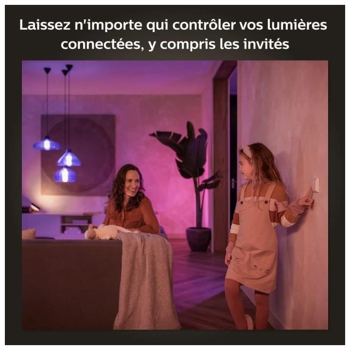 Philips Hue Module d'interrupteur mural, Pack de 2, Blanc, fonctionne