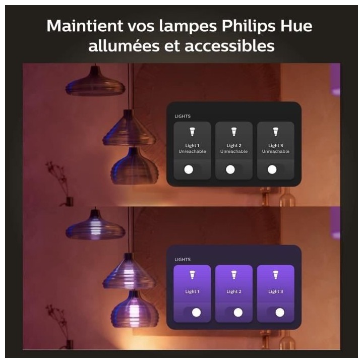Philips Hue Module d'interrupteur mural, Pack de 2, Blanc, fonctionne