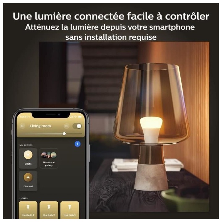 Philips Hue White, ampoule LED connectée E27, équivalent 60W, 800 lu