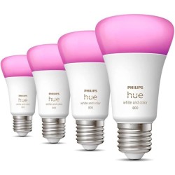 Philips Hue White & Color Ambiance, ampoule LED connectée E27, équivalent 60W, 800 lumen, Pack de 4, compatible Bluetooth