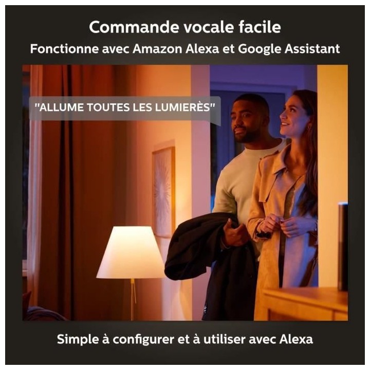 Philips Hue White & Color Ambiance, ampoule LED connectée E27, équiv