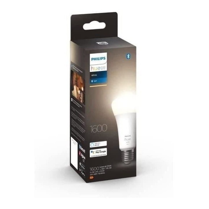 Philips Hue White, ampoule LED connectée E27 100W, 1600 lumen, compat